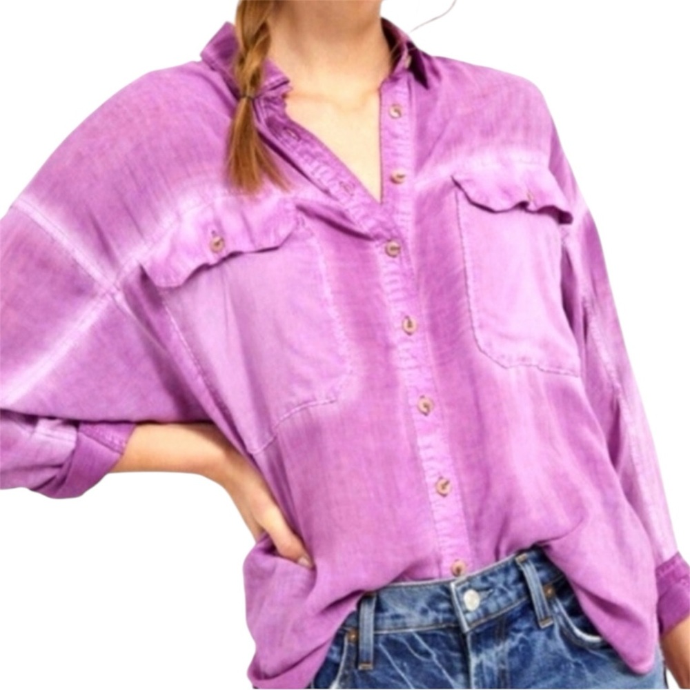 ANTHROPOLOGIE PILCRO & The Letterpress  Joelle Relaxed Button Down Blouse sz Med